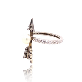 18K & Silver Victorian Diamond & Pearl Arrow Eternity Ring