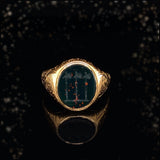18K Post-Edwardian Bloodstone Intaglio 3 Axes Ring c.1917