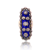 10K & Silver Georgian Bague Au Firmament Diamond Enamel Ring