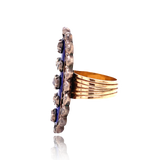 10K & Silver Georgian Bague Au Firmament Diamond Enamel Ring