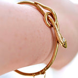 18K French Edwardian Diamond Snake Bangle