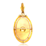 14K German Biedermeier Diamond & Pearl Flower Locket-Brooch