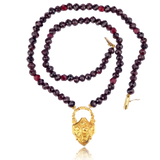 14K German Biedermeier Victorian Bohemian Garnet & Pearl Heart Padlock Locket Beaded Necklace
