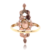 14K & Silver European Victorian Diamond Floral Navette Ring