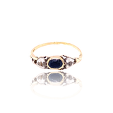 14K & Silver German Biedermeier/Historicism Diamond & Sapphire Ring