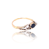 14K & Silver German Biedermeier/Historicism Diamond & Sapphire Ring