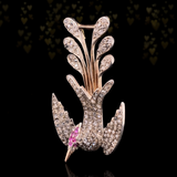 18K & Silver Victorian Diamond & Ruby Bird of Paradise Pendant
