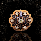 14K Victorian Diamond & Black Enamel Brooch