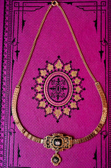 18K & Silver French Victorian Diamond Floral Black Enamel Choker Necklace 14.5" with 3" Chain Extender