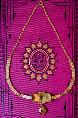 18K & Silver French Victorian Diamond Floral Black Enamel Choker Necklace 14.5" with 3" Chain Extender