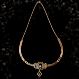 18K & Silver French Victorian Diamond Floral Black Enamel Choker Necklace 14.5" with 3" Chain Extender