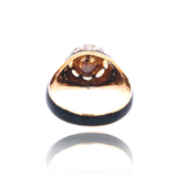 14K Victorian Diamond Cluster Enamel Ring