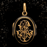 18K French Victorian Onyx Monogram GM/MG Locket c.1868