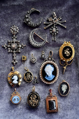 14K & Silver Belgian Georgian/Victorian Diamond Flemish Heart Pendant