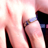 18K French Georgian Blue Enamel Floral Poison Ring