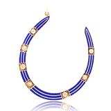 14K American Victorian Riker Bros. Diamond & Enamel Horseshoe Pendant