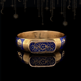 18K French Georgian Blue Enamel Floral Poison Ring