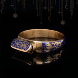 18K French Georgian Blue Enamel Floral Poison Ring