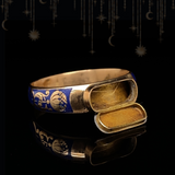18K French Georgian Blue Enamel Floral Poison Ring