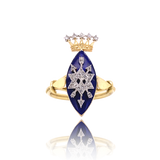 18K & Silver Victorian Diamond Crowned, Star & Arrow Enamel Ring