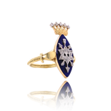 18K & Silver Victorian Diamond Crowned, Star & Arrow Enamel Ring