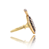 18K & Silver Victorian Diamond Crowned, Star & Arrow Enamel Ring