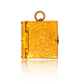 Gold Gilt French Napoleon III Book Locket with Original Photographs