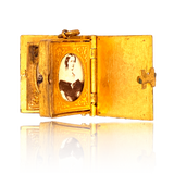 Gold Gilt French Napoleon III Book Locket with Original Photographs