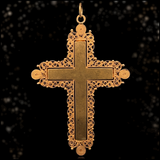 18K French Victorian Regional Boulogne-Sur-Mer Cannetille Filigree Cross Pendant