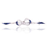 Platinum Art Deco Diamond & Sapphire Bow Brooch