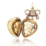 14K Victorian Diamond Bow Heart Vinaigrette Locket