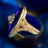 18K & Silver Georgian Diamond Bristol Blue Bague Au Firmament Ring