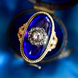 18K & Silver Georgian Diamond Bristol Blue Bague Au Firmament Ring
