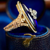18K & Silver Georgian Diamond Bristol Blue Bague Au Firmament Ring