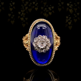 18K & Silver Georgian Diamond Bristol Blue Bague Au Firmament Ring