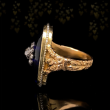 18K & Silver Georgian Diamond Bristol Blue Bague Au Firmament Ring