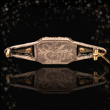 10K & Silver European Victorian Diamond & Bristol Blue Glass Brooch