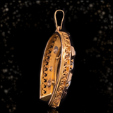 18K European Victorian Diamond & Onyx Cameo Horseshoe Pendant