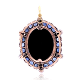 18K & Silver French Victorian Diamond, Sapphire & Onyx Cameo Pendant
