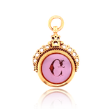 18K French Victorian Carnelian Initial C Spinner Fob Pendant