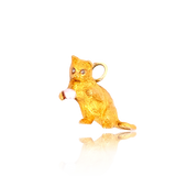 18K Victorian Diamond & Pearl Kitty Cat Pendant