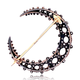 18K & Silver French Victorian Diamond Crescent Brooch