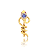 18K & Platinum French Victorian Diamond & Sapphire Snake Slider-Brooch