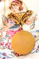 18K Victorian Art Nouveau Diamond Cherubs Brooch, Locket & Detachable Necklace