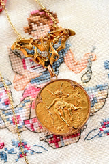 18K Victorian Art Nouveau Diamond Cherubs Brooch, Locket & Detachable Necklace