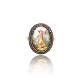 18K & Silver Victorian Miniature Cherub Diamond Ring
