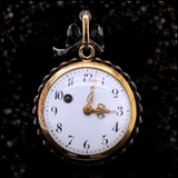 18K & Silver Georgian/Victorian Diamond & Pearl Cherub Enamel Pocket Watch with Brooch