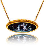 18K Victorian Cherubs En-Grisalle Enamel Rope Necklace