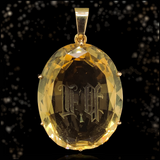 18K French Victorian Citrine Intaglio Monogram LP/PL Pendant