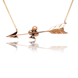 9K & Silver Victorian Diamond & Pearl Clover Arrow Necklace